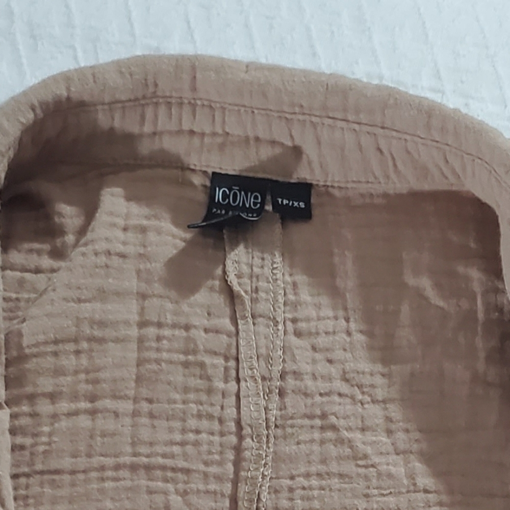 ICONE Par SIMONS Rare Taupe Gauze Organic Cotton Romper Shorts - Picture 10 of 16